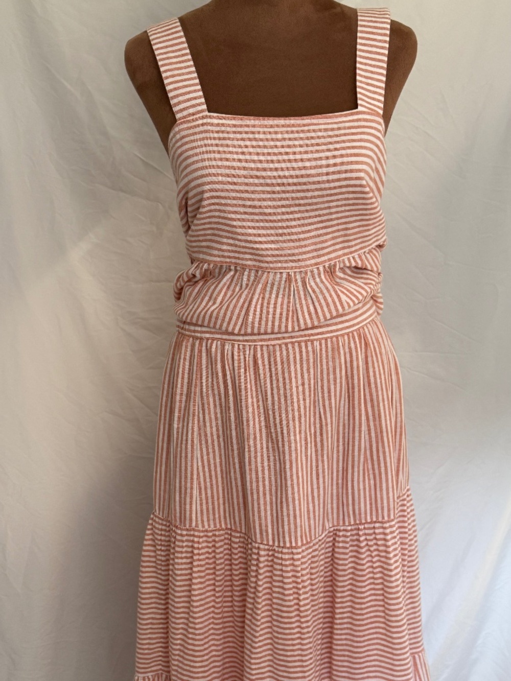 American Eagle Striped 2-Piece Matching Set - Tiered Midi Skirt & Tank Top